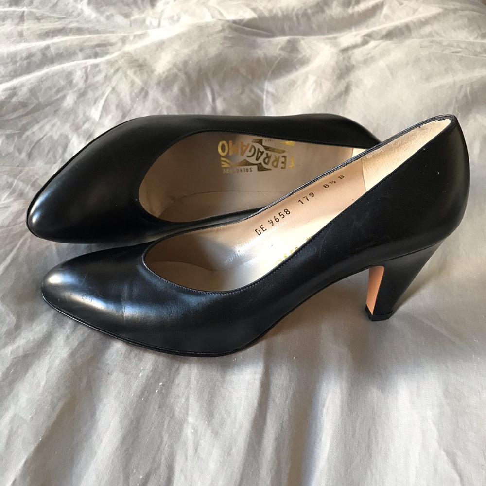 Salvatore Ferragamo Sleek Black Kitten Heels